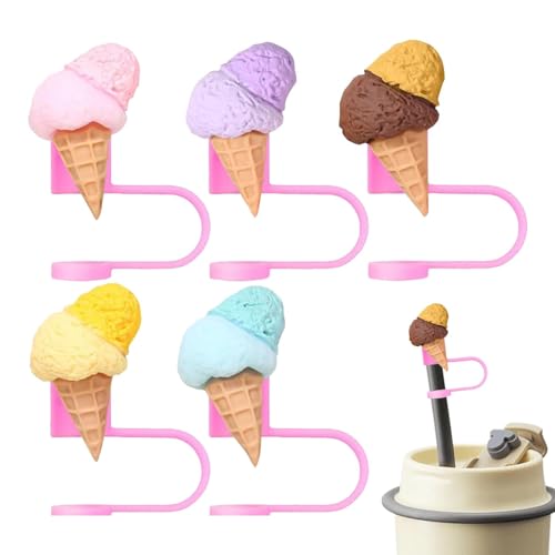 Kustimantu Becher Strohhalm Topper, Eiscreme-Strohhalm Deckel | Zubehör für Eiscreme-Staubdeckel aus Silikon – Becherfüllungen für Kustimantu Becher Strohhalm Topper, Eiscreme-Strohhalm Deckel | Zubehör für Eiscreme-Staubdeckel aus Silikon – Becherfüllungen für von Kustimantu