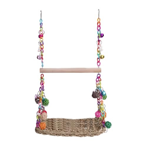 Kustimantu Bird Swing | Vogelschaukel Aus Holz Mit Sitzstange,Stehende Hängematte Kauspielzeug, Seegras Geflochtene Haustierbedarf Für Conure Finken Nymphensittiche & Kustimantu Bird Swing | Vogelschaukel Aus Holz Mit Sitzstange,Stehende Hängematte Kauspielzeug, Seegras Geflochtene Haustierbedarf Für Conure Finken Nymphensittiche & von Kustimantu