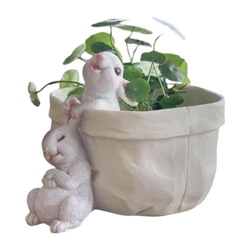 Kustimantu Blumentopf mit Hase, Kaninchen – kleine Töpfe für den Innenbereich | Blumenkübel aus Kunstharz für den Innen- und Außenbereich, Gartenornament, dekorative Statuen Kustimantu Blumentopf mit Hase, Kaninchen – kleine Töpfe für den Innenbereich | Blumenkübel aus Kunstharz für den Innen- und Außenbereich, Gartenornament, dekorative Statuen von Kustimantu