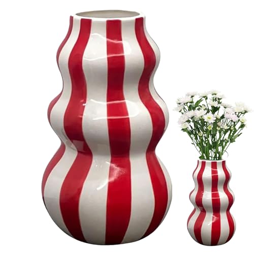 Kustimantu Blumenvase aus Keramik | für Wohnzimmer – Blumentopf aus Keramik mit Streifen für Haus Wohnung Wohnzimmer Küche Badezimmer Kustimantu Blumenvase aus Keramik | für Wohnzimmer – Blumentopf aus Keramik mit Streifen für Haus Wohnung Wohnzimmer Küche Badezimmer von Kustimantu