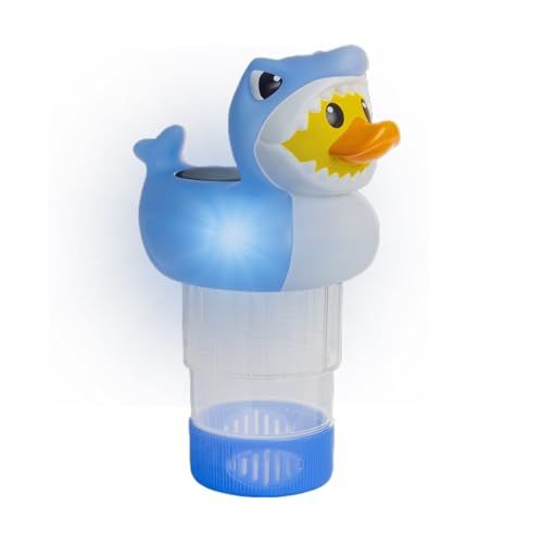 Kustimantu Chlorine Floater,Ente-Hai Design Chlor Tablettenschwimmer mit Beleuchtung - Chlorinator Großer Chlorbehälter Nachtlicht von Kustimantu
