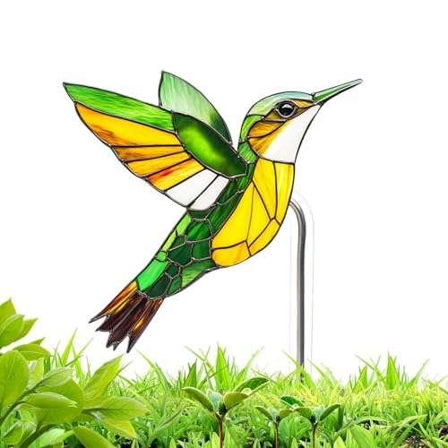 Kustimantu Dekorative Gartenheringe | Deko-Erdspieß für Vögel aus Acryl | Fantasie-Glasmalerei-Effekt, wetterfest, für Kaktus-Töpfe, Aloe-Orchideen von Kustimantu