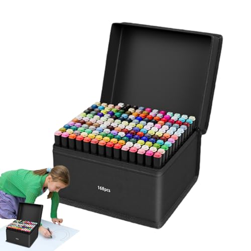 Kustimantu Drawing Marker - Kreativmarker Mit Doppelspitze | 168 Farben Zeichenmaterial Bastelzubehör Schulbedarf für Malerei Skizzen Notizen von Kustimantu