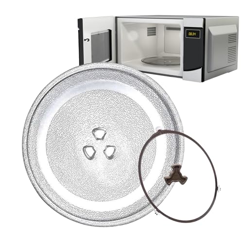Kustimantu Drehteller für Mikrowelle, Ersatz aus Glas, Drehteller, 24,5 cm, mit drehbarem Ring, für Mahlzeiten in der Familie von Kustimantu