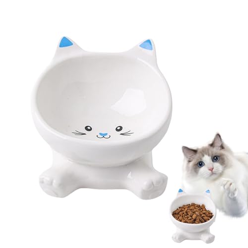 Kustimantu Erhöhter Futternapf für Katzen | Erhöhter Futternapf Für Katzen | Hohe Schüssel mit rutschfester Basis geneigt auslaufsicher für Wohnungen Haustiere Kätzchen zum Fressen Trinken und Füttern von Kustimantu