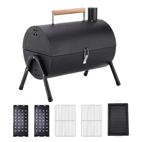 Kustimantu Fass Räuchergrill | Picknick Grillgerät | Tragbarer Fassgrill Mit Griff Für Outdoor Garten Camping Terrasse Picknick Balkon von Kustimantu