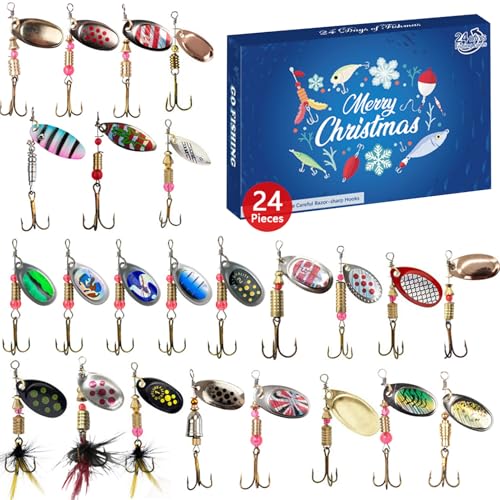Kustimantu Fishing Tackle Countdown - Adventskalender Angeln 24 Tage - Köder Für Süßwasser Und Salzwasser | Für Angler Väter Erwachsene Männer von Kustimantu