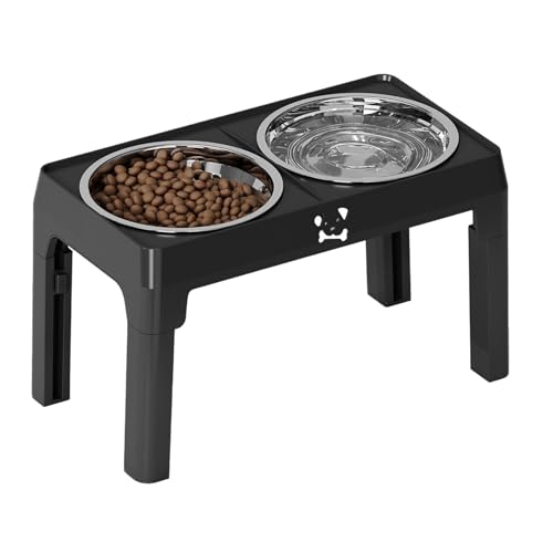 Kustimantu Futterstation für Hunde | Hundenapf aus Edelstahl mit Ständer | 5 verstellbare Höhen, erhöhte Futterstation für Katzen, Kätzchen, Welpen und Rassen aller von Kustimantu