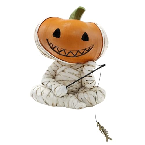 Kustimantu Halloween-Figuren – Fischernder Kürbiskopf Mumien-Design | Gruselige Deko Gothic für Party Haus Garten Regal Tisch Kustimantu Halloween-Figuren – Fischernder Kürbiskopf Mumien-Design | Gruselige Deko Gothic für Party Haus Garten Regal Tisch von Kustimantu
