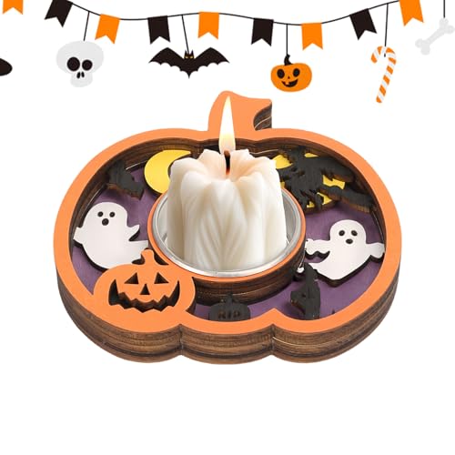 Kustimantu Halloween-Kerzenhalter, dekorativ, Kürbis, Geist, aus Holz | Halloween-Dekoration für Partys, Esszimmer, Schlafzimmer, Wohnzimmer, Hotel, Restaurant Kustimantu Halloween-Kerzenhalter, dekorativ, Kürbis, Geist, aus Holz | Halloween-Dekoration für Partys, Esszimmer, Schlafzimmer, Wohnzimmer, Hotel, Restaurant von Kustimantu