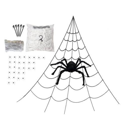 Kustimantu Halloween-Spinne - Realistisches, künstliches gruseliges Spinnennetz | Große Dekoration für Halloween-Partys im Innen- und Außenbereich für Spukhaus Rasen Veranda Garten u von Kustimantu