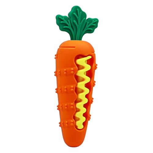 Kustimantu Interaktives Hundespielzeug, Leckerli-Spender für Hunde, interaktiver Leckerli-Spender aus Silikon mit Quietscher – bissfestes Design in Karottenform für Hunde von Kustimantu