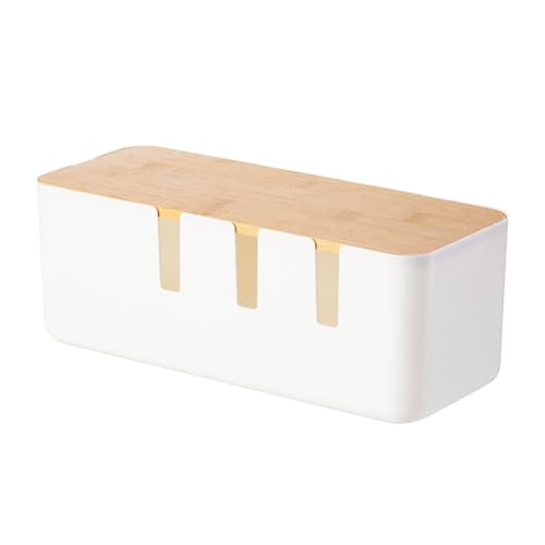 Kustimantu Kabelbox – Kabelbox, mit Deckel aus Holz, für USB-Hub, Mehrfachsteckdose, Büro, Wohnzimmer, TV, Computer, Haus von Kustimantu