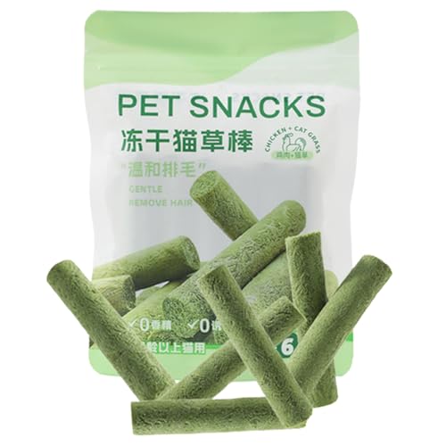 Kustimantu Katzengras Sticks | Leckerlis Gegen Haarballen | Hühner Geschmack Gefriergetrockneter Katzengras Snack Gegen Haarballen & Zahnpflege Mit Appetitanregung von Kustimantu
