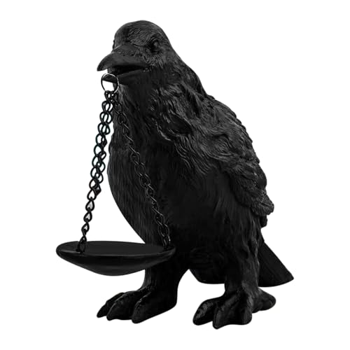 Kustimantu Kerzenhalter, Gothic-Figur, Halloween, für Teelichter – Statue gruseliger Vogel Deko Tisch Party Wohnzimmer Küche Spukhaus von Kustimantu