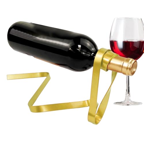 Kustimantu Kleines Weinregal | Schwebendes Weinregal,Metallband-Design Spirituosendisplay Für Whisky Hochzeitsdekoration Platzsparendes Dekoratives Küchenlagerung von Kustimantu