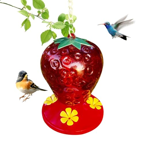 Kustimantu Kolibri-Futterstationen Für Draußen | Vogelfutter Mit Erdbeer-Design,Witterungsbeständige Und Windresistente Metallhaken Für Balkon Garten von Kustimantu