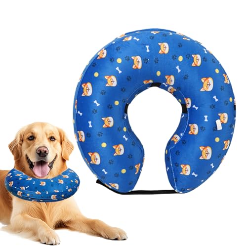 Kustimantu Konisches Halsband für Hunde – aufblasbares Halsband gegen Auslaufen verstellbar für Welpen – Erholungskegel zum Verhindern von Lecken, Schutz vor Kratzern, Tierarztbesuch, Sterilisation von Kustimantu