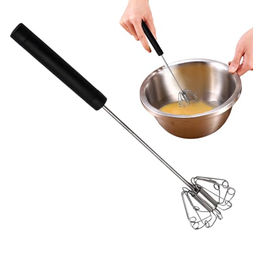 Kustimantu Küchenschneebesen,Rostfreier Halbautomatischer Schneebesen | Rostfreier Milchaufschäumer Zum Mischen Schlagen Rühren Für Backen Kaffee Milch von Kustimantu
