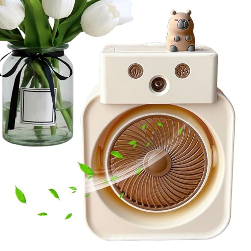 Kustimantu Luftbefeuchter Ventilator - 3-Stufen Wassersprühfunktion Mit Befeuchtung | USB-Aufladbarer Kühlnebel Luftbefeuchter Kompakt Für Auto Camping Büro Schule Gewächshaus Zelt von Kustimantu