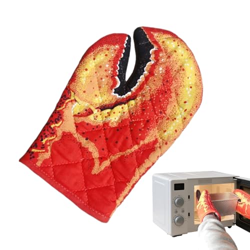 Kustimantu Mikrowellenhandschuhe, gestepptes Futter aus Baumwolle, hitzebeständig, Handschuhe in Form einer Hummerzange | Maximaler Schutz, hitzebeständig für Küche, Grill, Pizza, Grill von Kustimantu