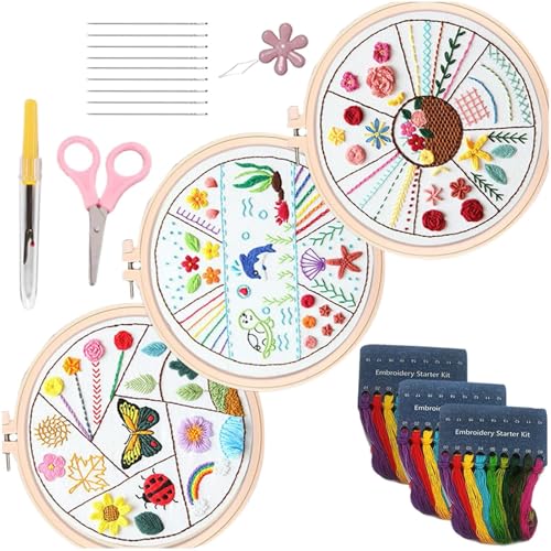 Kustimantu Nähset für Anfänger, Stickset für Erwachsene, Anfänger, Handstickerei-Set für Erwachsene, Bastelset mit Schere, Einfädler, Zerreißer u Kustimantu Nähset für Anfänger, Stickset für Erwachsene, Anfänger, Handstickerei-Set für Erwachsene, Bastelset mit Schere, Einfädler, Zerreißer u von Kustimantu