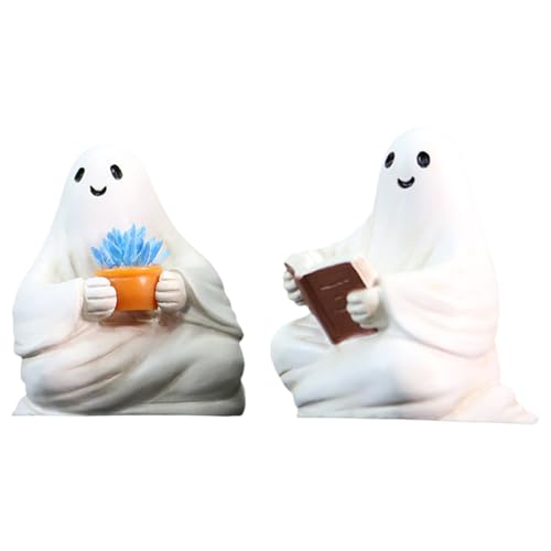 Kustimantu Niedliche Halloween-Dekorationen | Kleine Geisterfigur aus Kunstharz für Blumentopf – dekorative Skulptur Halloween für Bibliothek Balkon Garten Tisch Kustimantu Niedliche Halloween-Dekorationen | Kleine Geisterfigur aus Kunstharz für Blumentopf – dekorative Skulptur Halloween für Bibliothek Balkon Garten Tisch von Kustimantu