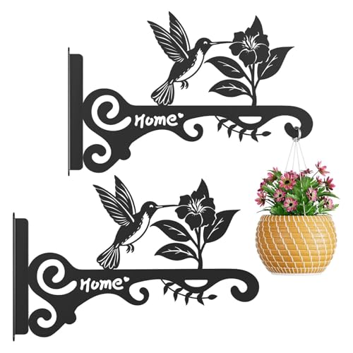 Kustimantu Pflanzenhaken - 2 Stück Pflanzenhaken | 25,4 cm Wandhalterung aus Metall mit Vogel-Blumen-Design für Blumenkorb, Hof, Garten, Windspiel, Laterne, Eingang, Balkon und Innenbereich Kustimantu Pflanzenhaken - 2 Stück Pflanzenhaken | 25,4 cm Wandhalterung aus Metall mit Vogel-Blumen-Design für Blumenkorb, Hof, Garten, Windspiel, Laterne, Eingang, Balkon und Innenbereich von Kustimantu