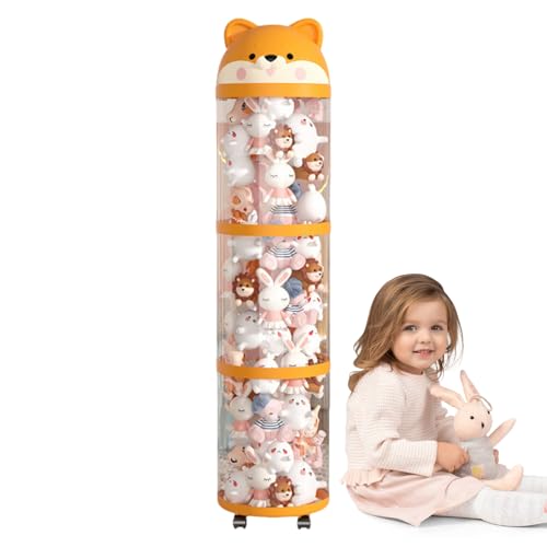 Kustimantu Plüschtier Halter - Plüschspielzeug Aufbewahrung für Kuscheltiere,Großraum Behälter Mit Rädern, Klare Röhre Raumdekoration Aufbewahrung Für Wohnzimmer Kinderzimmer von Kustimantu