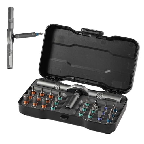 Kustimantu Ratschenschraubendreher-Set, Reparatur-Schraubendreher-Set, kompaktes Werkzeug mit T-Griff und für Haushaltsgeräte, Laptops und Autos von Kustimantu