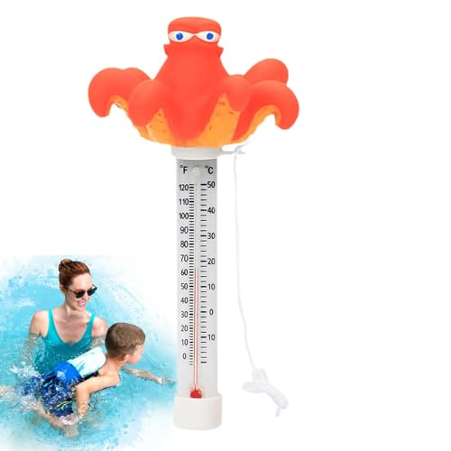 Kustimantu Schwimmende Pool-Temperaturmontage, schwimmendes Cartoon-Pool-Thermoskop | Großes schwimmendes Temperaturmessgerät für Wasser, Thermoskop für Gartenbadewannen von Kustimantu