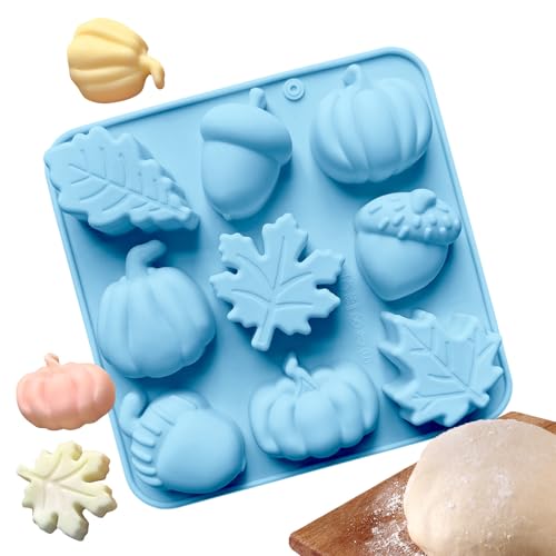 Kustimantu Silikon Backform | 9-Fach Herbst Kürbis Silikon Kuchenformen,Herbst Deko Werkzeuge Für Thanksgiving Seife Schokoladenkuchen Kerzen Handwerk Home Decor von Kustimantu