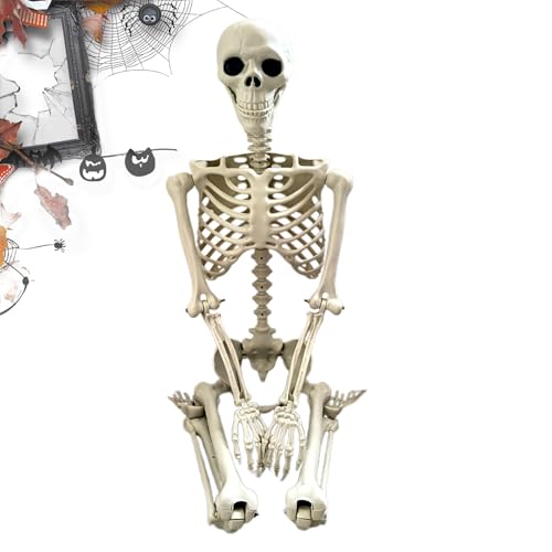 Kustimantu Skelette Halloween Outdoor – Skelett in Originalgröße mit beweglichen Gelenken | Gruselige Foto-Requisiten Dekoration Garten Dekoration Party für Halloween von Kustimantu