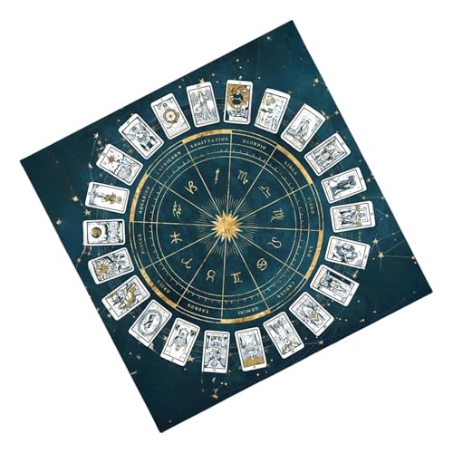 Kustimantu Tarot-Tischmatte | quadratische Tischdecke für Wahrsagen, esoterisches Zubehör | Weiches Flanell für Horoskop, Gesellschaftsspiel, Unterstützung für Oracle-Karten und Kartenspiel von Kustimantu