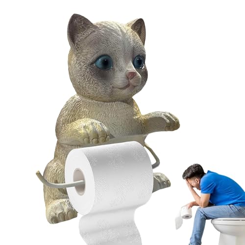 Kustimantu Tier Toilettenpapierhalter,Katzen Toilettenpapierhalter Ständer | Kunstharz Wandmontage Spender Tierstatue Badezimmer Deko ohne Bohren von Kustimantu