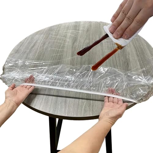Kustimantu Tischschutz aus PVC, rund, transparent, mit elastischem Rand, ölbeständig, wasserdicht, kratzfest, für Empfang Werkstatt von Kustimantu