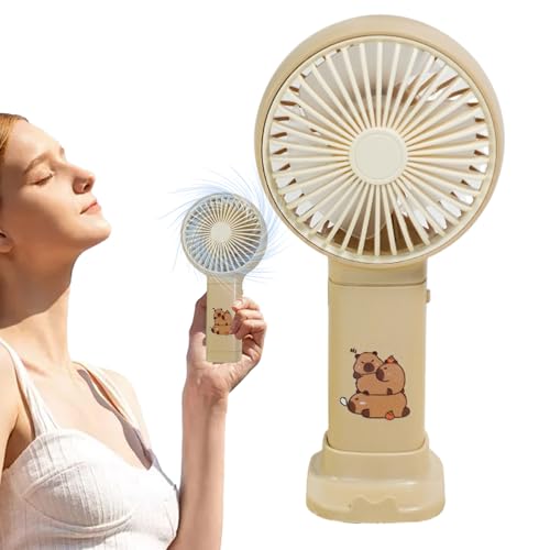 Kustimantu Tragbarer Handventilator Wiederaufladbar | Capybara Elektrischer USB-Handventilator - Wiederaufladbarer Leiser Luftkühler Mit Akku, Kompakte Reiseaccessoires Zur Kühlung Für Drinnen & von Kustimantu