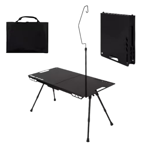 Kustimantu Tragbarer Tisch Camping | Faltbarer Tisch - Campingtisch Mit Beleuchtung Und Höhenverstellung Für Reisen Garten Picknick Terrasse Festivals von Kustimantu