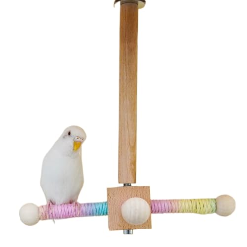 Kustimantu Vogel Sitzstange Ständer | Spielplatz - Halter Spielzeug Holz Gestell 360° Drehbar Für Außenbereich Und Innenbereich von Kustimantu