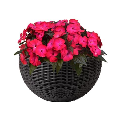 Kustimantu Wand-Blumentopf, Wandtöpfe aus Rattanimitat für Blumen | halbrunde Behälter für Pothos und Orchideen, für Balkon, Wohnung, Landhaus, Garten, Terrasse von Kustimantu