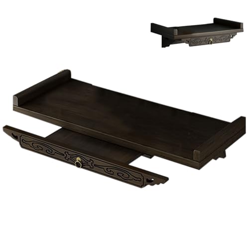 Kustimantu Wandschweb- Wandmontierter Meditationsaltar Tisch - Starke Tragkraft Mit Zwei Ebenen Ablage Für Bücher Wohnzimmer Ecke Schlafzimmer von Kustimantu