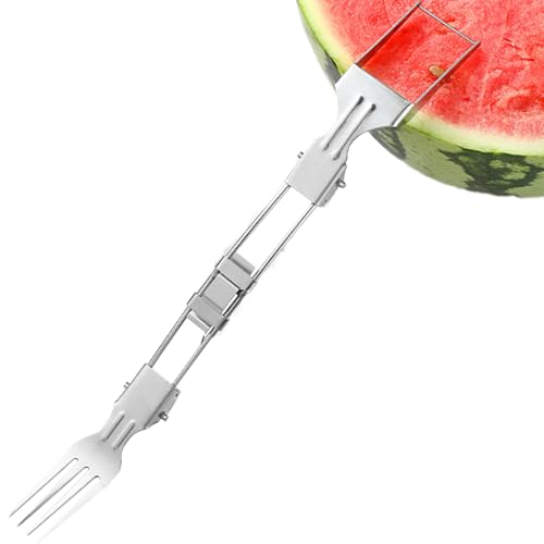 Kustimantu Wassermelonengabelschneider Faltbar Gabel Wassermelonenschneider Klappschneider Wassermelonenwürfel Edelstahl Pitaya Schneider Cantaloup Moschus Pitaya Cutter für die von Kustimantu