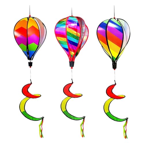 Kustimantu Wetterfahne mit Heißluftballon | 3 Stück bewegliche Windlichter im Freien in Form von Heißluftballons – Dekoration für Garten, Zaun, Baum, Terrasse, Hochzeit, Geburtstag, Party, Camping Kustimantu Wetterfahne mit Heißluftballon | 3 Stück bewegliche Windlichter im Freien in Form von Heißluftballons – Dekoration für Garten, Zaun, Baum, Terrasse, Hochzeit, Geburtstag, Party, Camping von Kustimantu