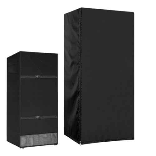 Outdoor Kühlschrank Abdeckung Staubschutz für vertikale Gefrierschränke / Getränkekühlschränke, Kompakter Gefrierschrank (Schwarz, 61 x 76 x 170 cm) von Kustimantu