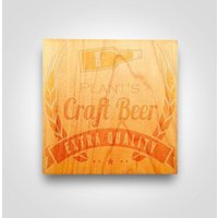 Gravierte Craft Bier Untersetzer - Custom Personalisierte Holz Trinken Set Bar von KustomProducts