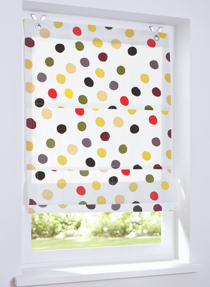 Kutti Raffrollo Dots, mit Hakenaufhängung, ohne Bohren, freihängend, Baumwolle Kinderrollo bunte Punkte Kutti Raffrollo Dots, mit Hakenaufhängung, ohne Bohren, freihängend, Baumwolle Kinderrollo bunte Punkte von Kutti