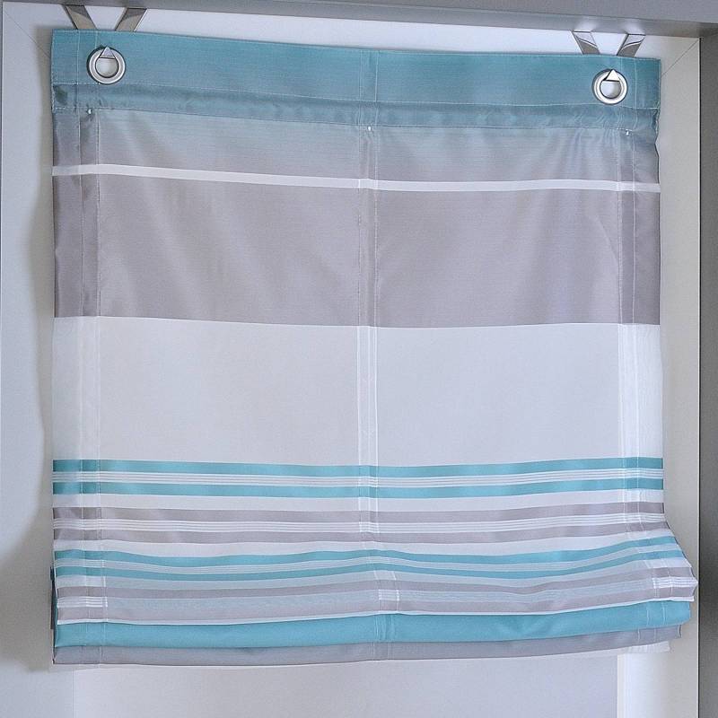 Kutti Raffrollo Jamaica Aqua Gestreift 120x130 cm (BxH) Webstoff von Kutti