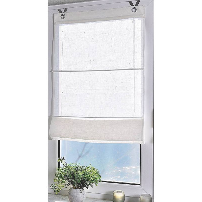 home24 Raffrollo Metis I 60 x 140cm Weiß/Weiß von home24