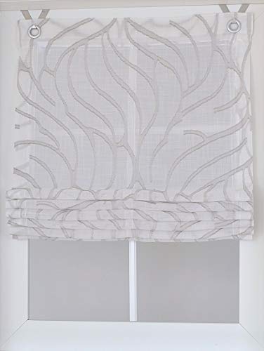 Raffrollo Ösenrollo Skyline Taupe Scherli halbtransparent 100 * Höhe 135 cm von Kutti