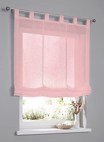 Raffrollo Schlaufenrollo Brondby Rose halbtransparent Breite 120 cm x Höhe 145 cm von Kutti